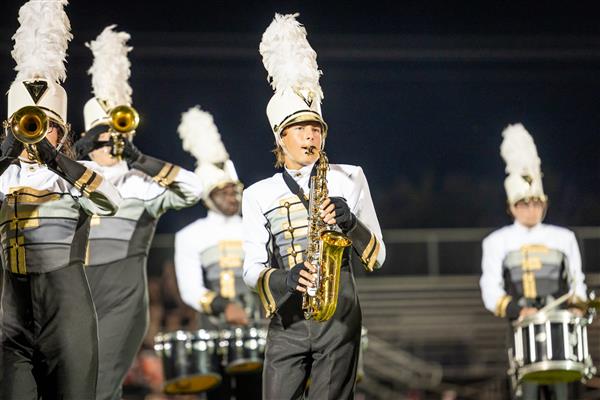 Fairview High marching band members perform